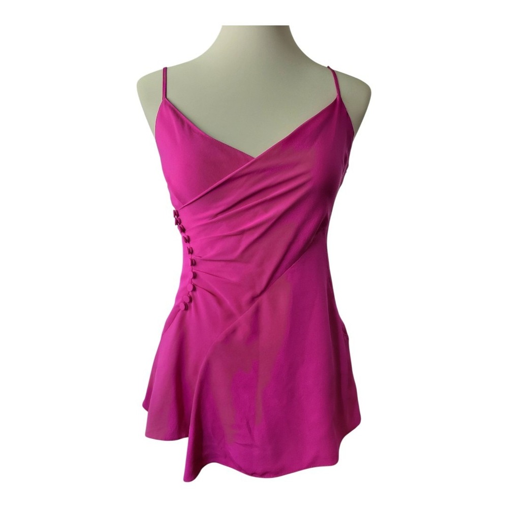 Grey By jason wu faux wrap v neck hot pink fuschia Spahgetti Strap Blouse Size 0